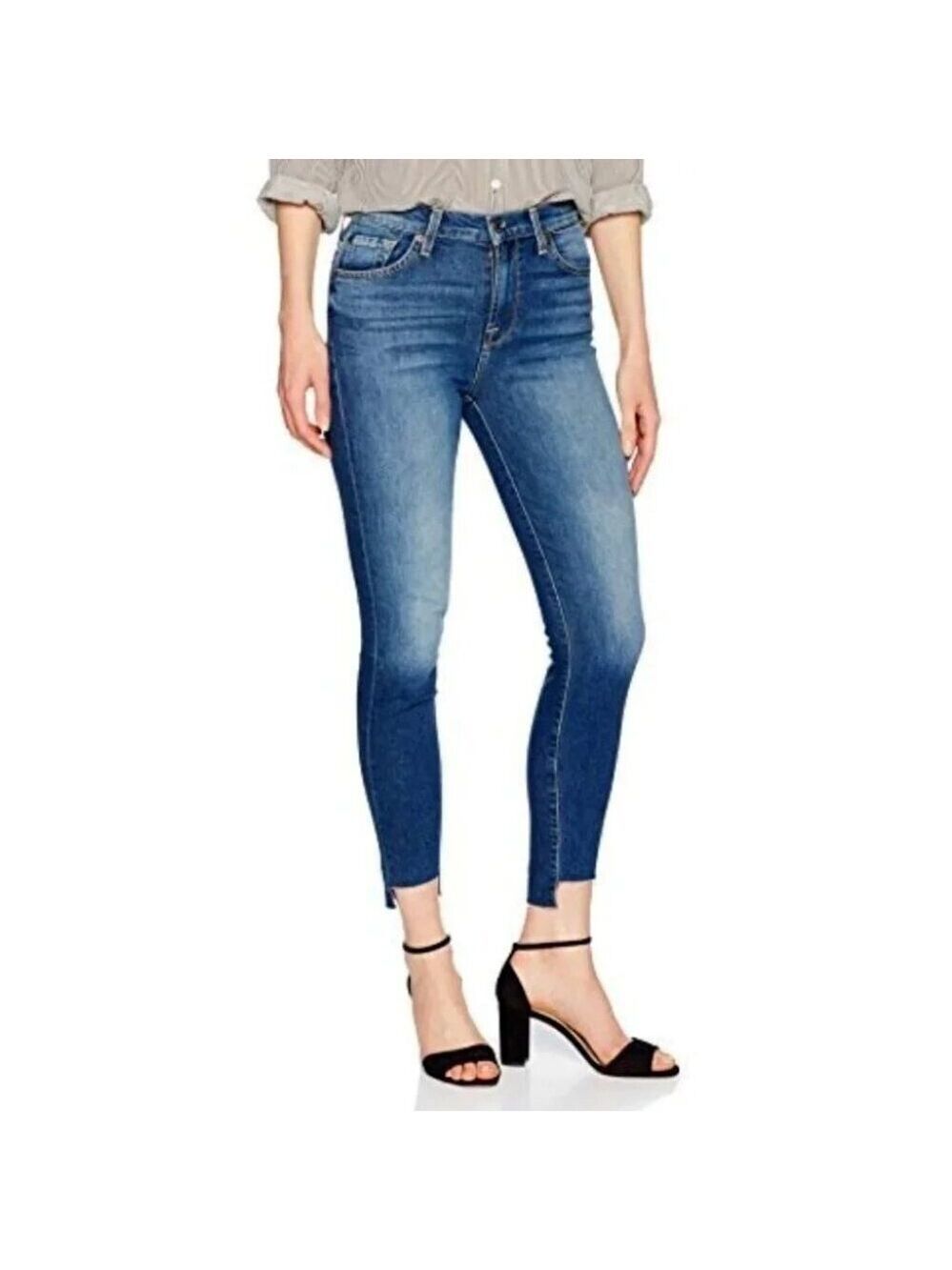 7 For All Mankind Ankle Gwenevere Raw Step Hem Medium Blue